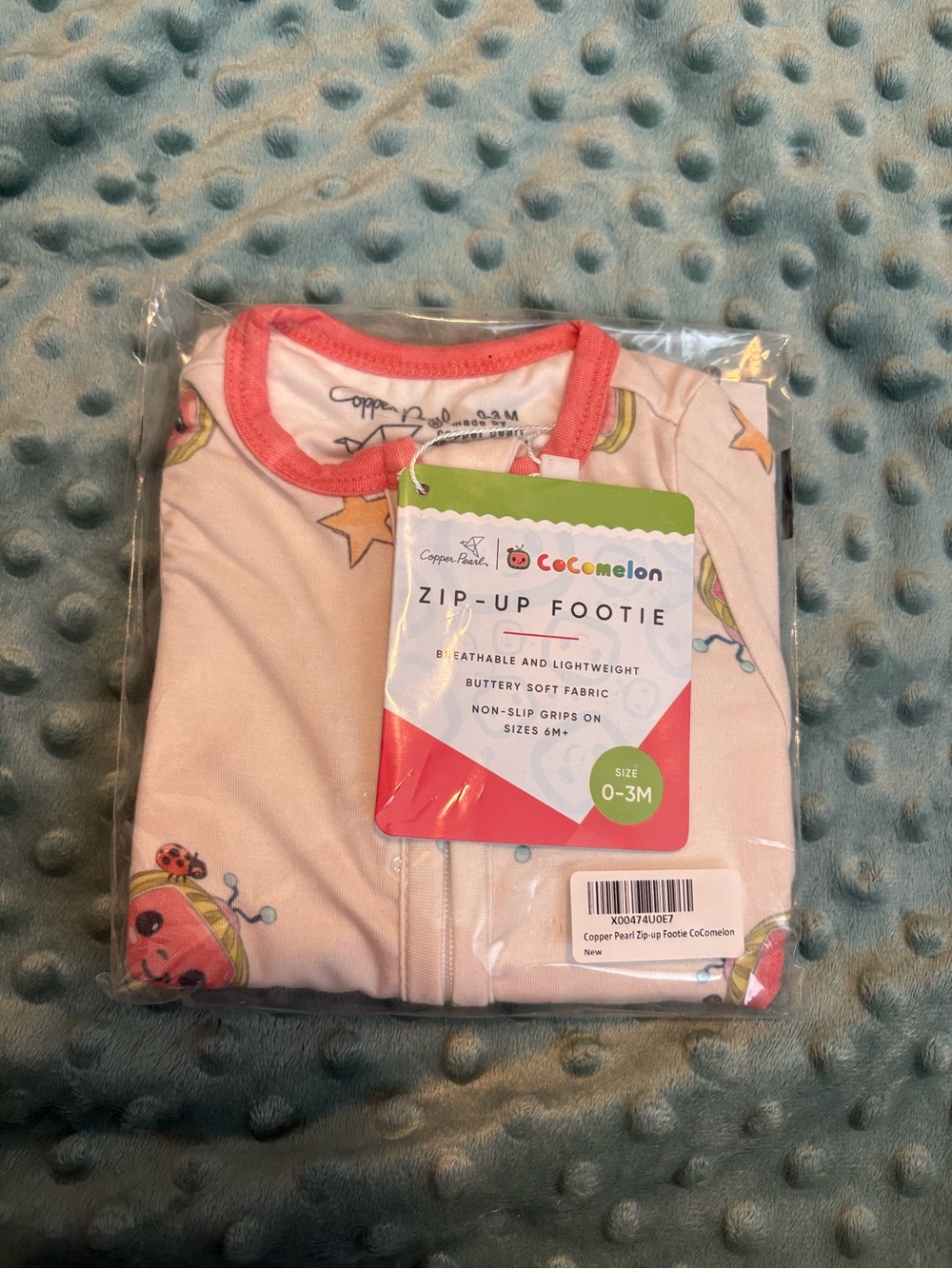 Copper Pearl Cocomelon Pink Zip-Up Footie Pajamas